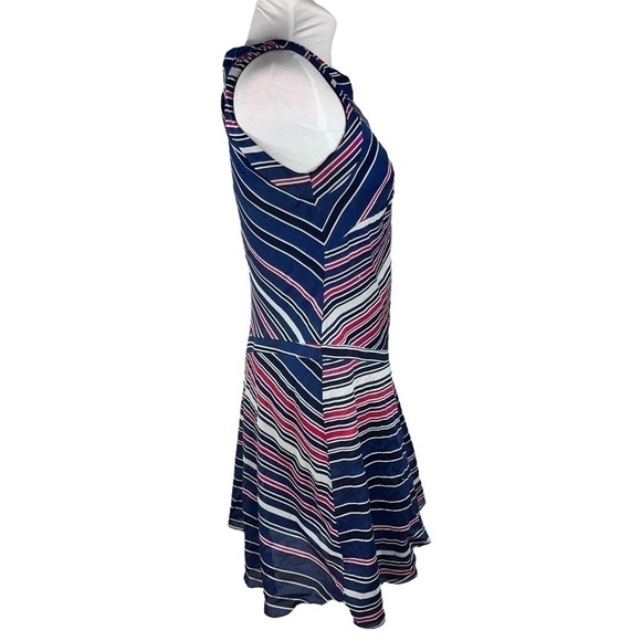 Le Lis Blanc mini dress sleeveless asymmetrical stripe linen lined size 40 - Picture 5 of 14